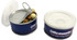 A small blue pull can containing a mix of nuts and yoghurt-covered treats, with a silver lid and branding.