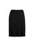 A black multi-pleat skirt featuring a fitted design and waistband, suitable for various occasions.