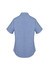 A short-sleeve button-up shirt in a blue checkered pattern with a back yoke and rolled sleeves.