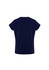 A navy women's short sleeve top featuring a simple design and cap sleeves, with a logo present.