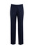 Navy blue men's slacks with an adjustable waist and a straight-leg design, featuring a logo on the waistband.