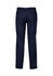 Navy blue men's pants with an adjustable waist, featuring a straight leg and rear pockets. Includes a logo.