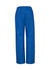 A pair of blue bootleg scrub pants featuring an elastic waistband and a back pocket.