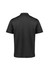 A black short sleeve polo shirt with a standard collar and a logo on the side.