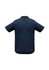 A navy short sleeve polo shirt featuring a logo on the back side. Suitable for casual wear.