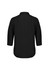 A black 3/4 sleeve blouse with a collar, featuring a back yoke detail and a loose fit. It has a simple design with no visible branding.
