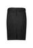A black mid waist stretch chino skirt with a zipper closure and a streamlined design. Features a logo on the waistband.