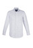 A long sleeve button-up shirt featuring a blue and white checkered pattern and a logo on the chest.