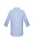 Light blue women's button-up shirt with 3/4 sleeves, featuring a simple design and a back yoke.