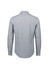 A tailored long sleeve shirt featuring a grey and white striped pattern and a button-up front.