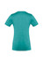 A teal women's short sleeve tee featuring a fitted design and a logo.
