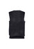 A black men's vest with a sleeveless design, featuring a ribbed hem and a plain back. It has a logo.
