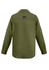 A long sleeve men's outdoor shirt in olive green with a logo on the back.