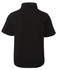 A black short-sleeve polo shirt with a collar and an unbranded back side.