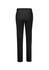 A pair of black tapered adjustable waist pants with a sleek design, featuring a waistband and back pockets.
