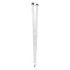 A white lanyard featuring a silver clip and plastic attachments, designed for holding ID cards or badges.