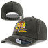 A grey visor featuring a cow graphic and logo, with an adjustable back strap.
