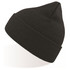 A black Eko Beanie with a ribbed texture and a tapered top, displayed at an angle. Features a logo.