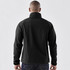 A black men's ultra-light shell jacket featuring a high collar and raglan sleeves, accompanied by a logo on the back.