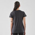 A women's short sleeve tee in a dark grey colour, featuring a plain back view and a fitted design.