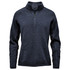 A women's 1/4 zip pullover in dark grey with a side logo detail. Suitable for casual wear.