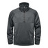 A men's dark green Catskill anorak jacket with a high collar and zip pocket at the front. It features a logo.