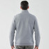 A grey men's thermal 1/4 zip pullover featuring a back view and a logo on the garment.