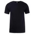 A black men's cotton crew t-shirt with short sleeves and a simple design. It features a brand logo.