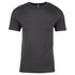 A grey crew neck t-shirt made of cotton, featuring short sleeves and a logo.