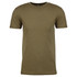A short-sleeved crew neck t-shirt in olive green, featuring a subtle logo on the chest.