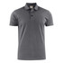 A grey men's cotton polo shirt with a collar, three buttons, and a small logo on the chest.