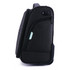 A wheeled underseat luggage bag in dark grey with a zippable compartment and a brand logo.