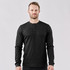 A black long-sleeve Henley shirt featuring a buttoned neckline and a fitted silhouette, modelled by a man.