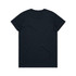 A black T-shirt featuring a plain back design. It has short sleeves and a crew neckline.