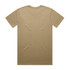 A plain beige t-shirt viewed from the back, featuring a standard crew neck and no visible branding.