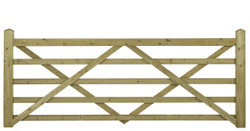 10ft 5 Bar Field Gate (3050 x 1090mm), Universal Hang - Pressure Treated Green Timber