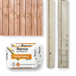 Closeboard Fence Panel Kit (1830 x 1650mm) - Brown Timber with Concrete Post, Concrete and Gravel Board