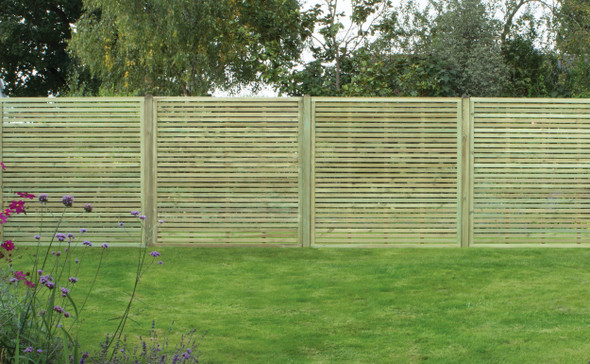 6ft Slatted Fence Panel (1800 x 1800mm) - Pressure Treated Green Timber