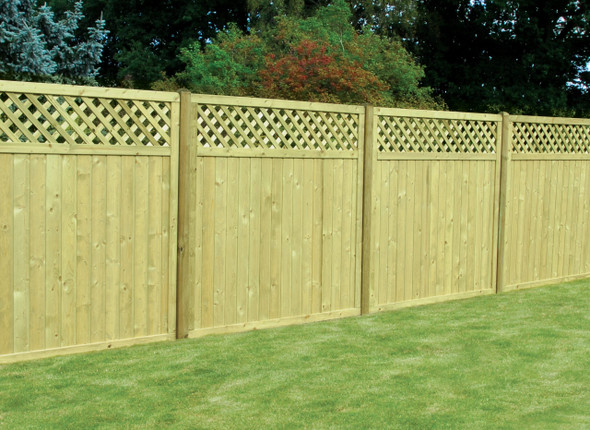 6ft Tongue & Groove Lattice Top Fence Panel (1800 x 1800mm) - Pressure Treated Green Timber