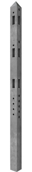 8ft Concrete Corner Pointed Top Fence Post (2440 x 100 x 100mm) - Morticed for 3 Rails
