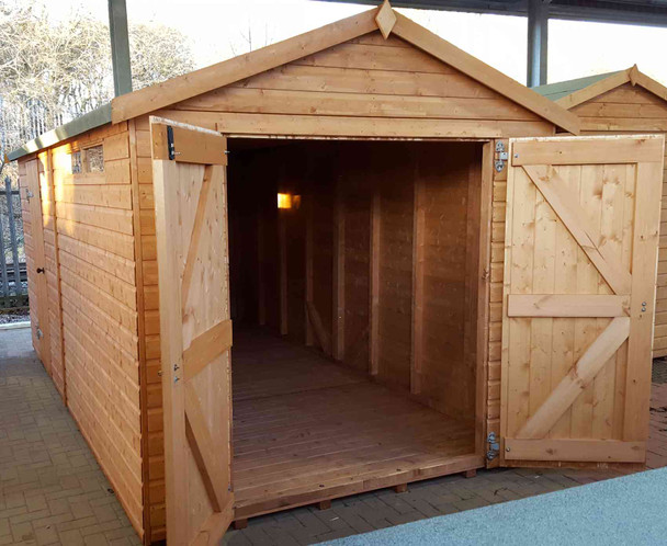 Major Heavy Duty Apex Shed - 1608 with 1.5m double doors, extra door, security windows