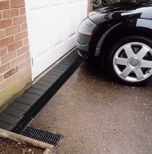 HexDrain Channel with Black Plastic Grating (1000mm)