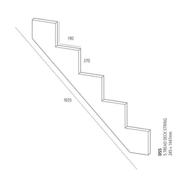 Cheshire Mouldings 5 Tread Decking Stair String Technical Drawing