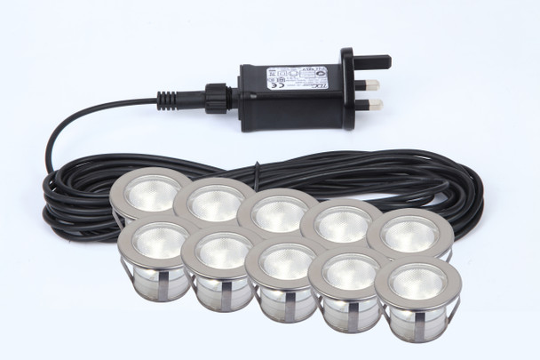 Lutec Twilight Stainless Steel Ground LED Light Kit - Pack of 10 (45mm)