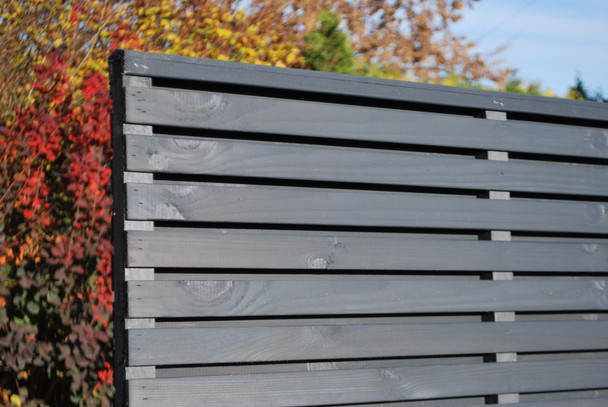 6ft Double Slatted Grey Fence Panel (1800 x 1800mm) - Dip Treated Timber