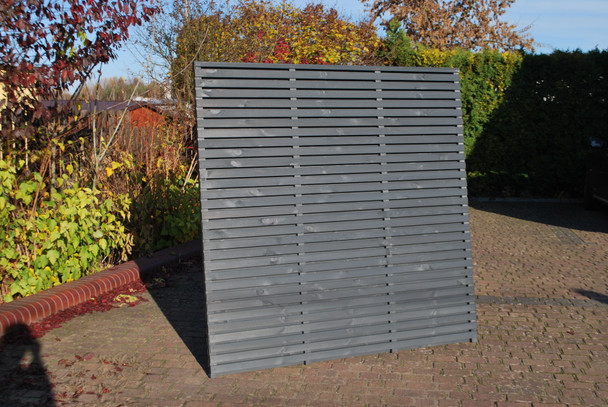 6ft Double Slatted Grey Fence Panel (1800 x 1800mm) - Dip Treated Timber