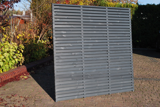 6ft Double Slatted Grey Fence Panel (1800 x 1800mm) - Dip Treated Timber