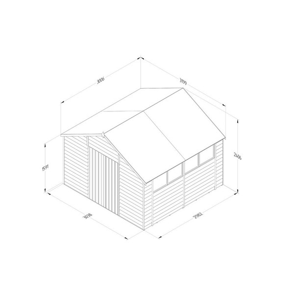 Overlap Pressure Treated 10x10 Apex Shed - Double Door (Home Delivery)