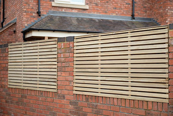 1.8m x 0.9m Pressure Treated Contemporary Double Slatted Fence Panel - Pack of 5 (Home Delivery)