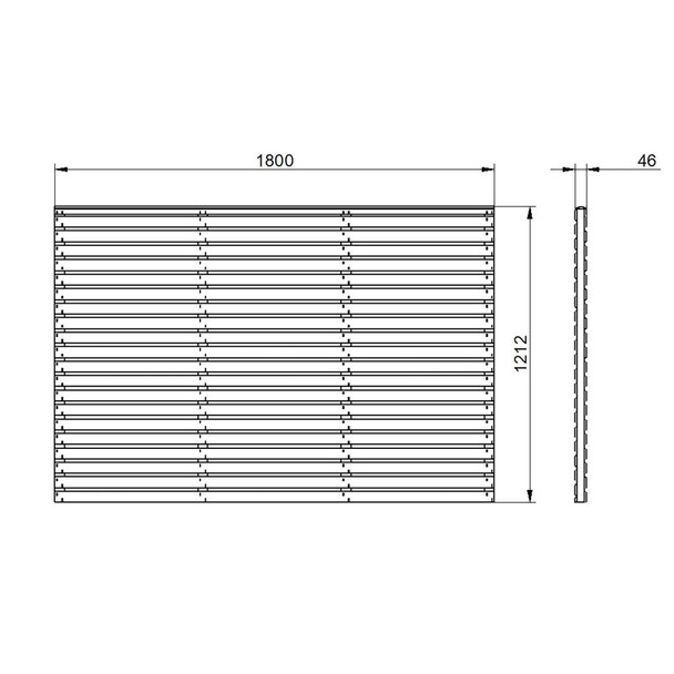 1.8m x 1.2m Pressure Treated Contemporary Double Slatted Fence Panel  - Pack of 5 (Home Delivery)